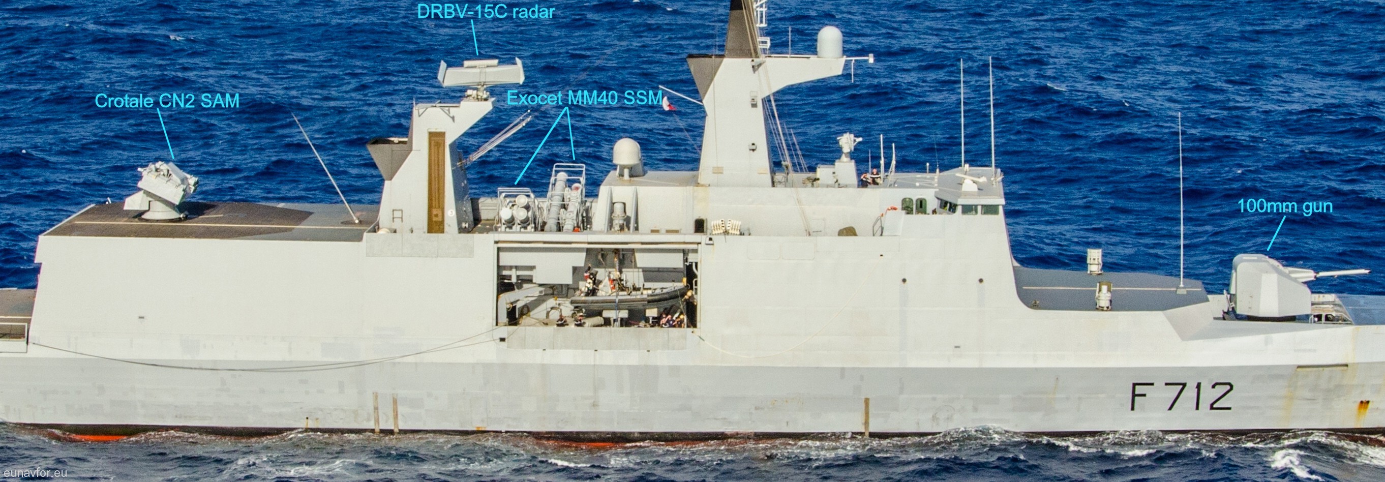 la fayette class frigate french navy marine nationale crotale cn2 sam exocet mm40 ssm missile 100mm gun armament