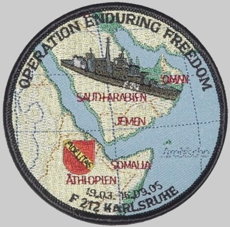 f-212 fgs karlsruhe cruise patch crest type 122 bremen class frigate german navy 10 operation enduring freedom
