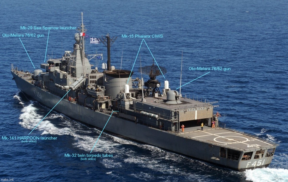 elli kortenaer standard class frigate hellenic navy armament sea sparrow harpoon missile oto melara 76/62 gun torpedo tubes 02