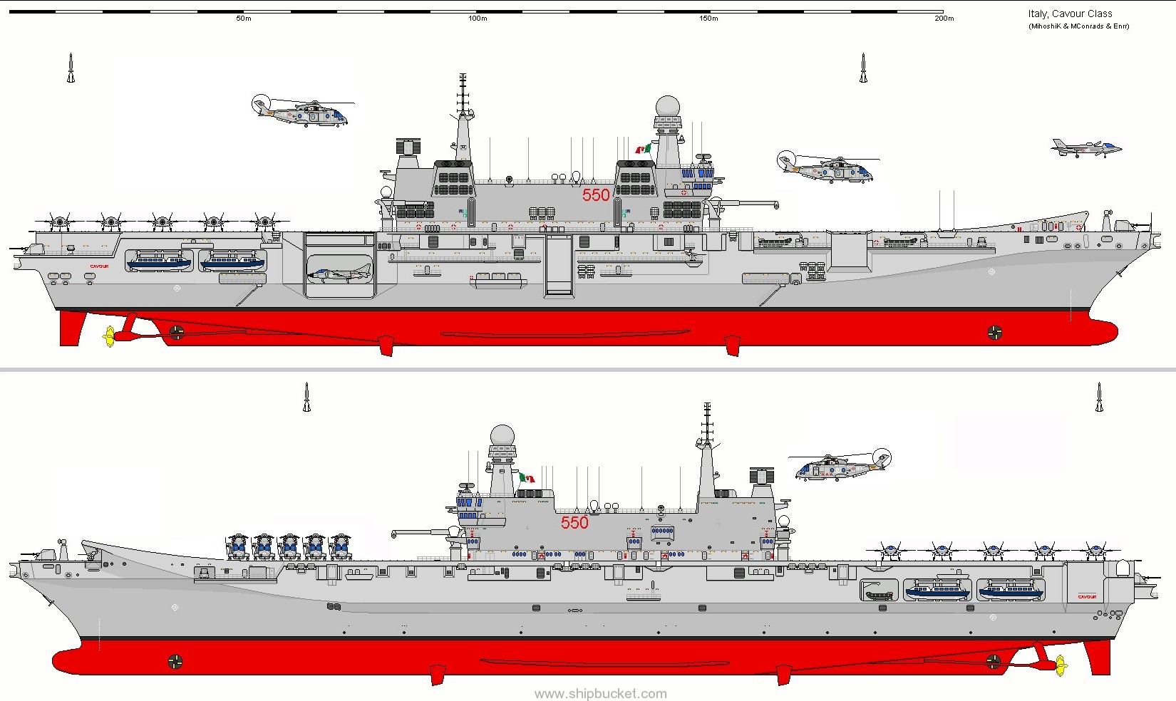c-550 its cavour aircraft carrier italian navy marina militare 76 drawing