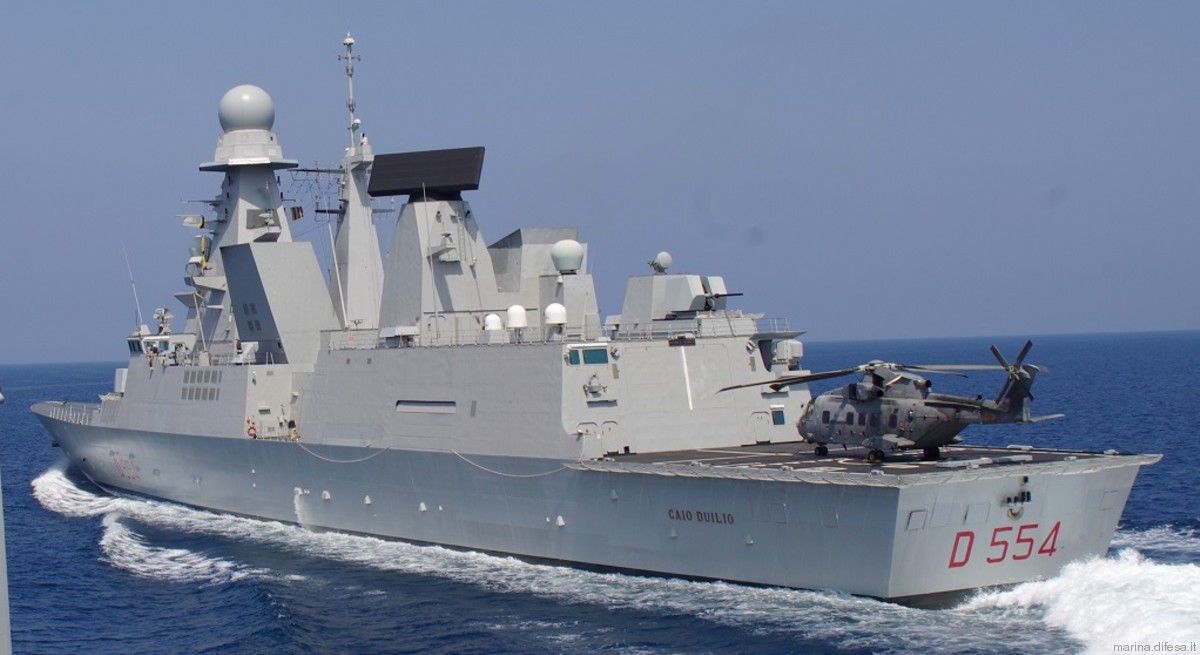 d-554 caio duilio its nave horizon class guided missile destroyer italian navy 11 eh-101 helicopter