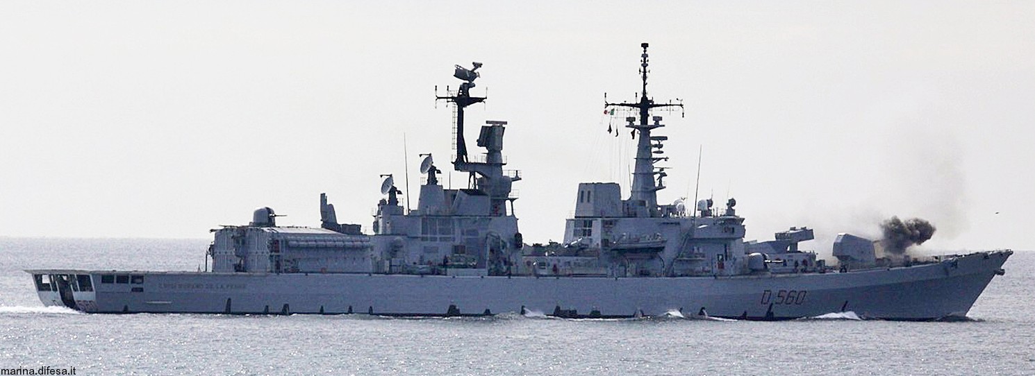 d-560 luigi durand de la penne its nave guided missile destroyer ddg italian navy marina militare 55 oto melara 127/54 compact gun