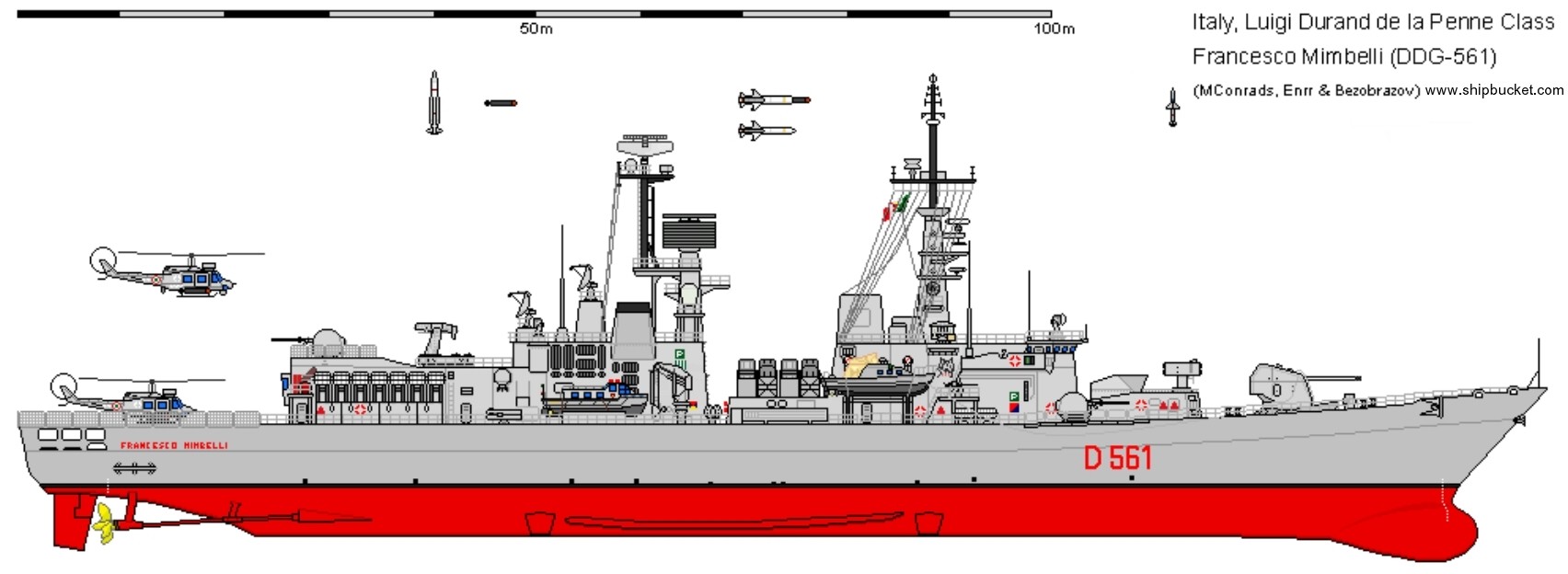 durand de la penne class guided misssile destroyer ddg italian navy marina militare mmi line drawing