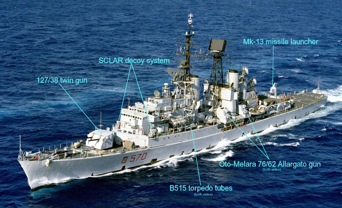 impavido class guided missile destroyer ddg italian navy marina militare rim-24 tartar sam armament gun 02a