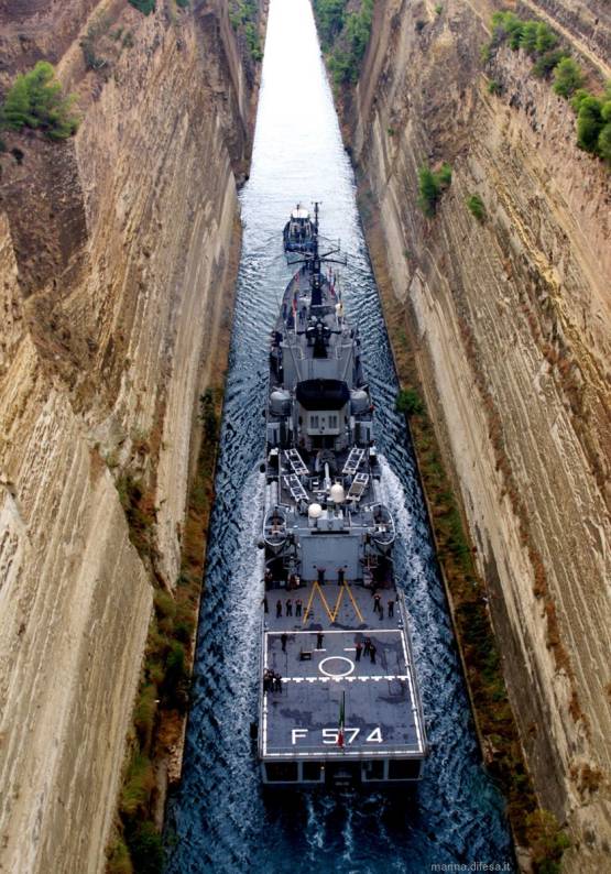 f 574 its aliseo maestrale class frigate guided missile corinth canal italian navy