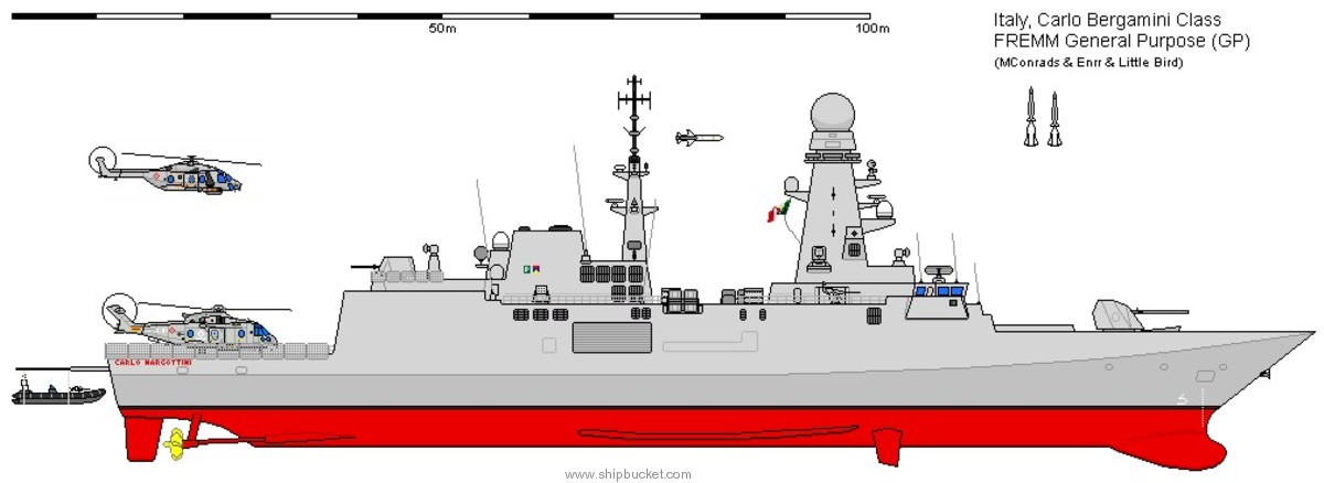 bergamini fremm class guided missile frigate ffgh italian navy marina militare drawing 02