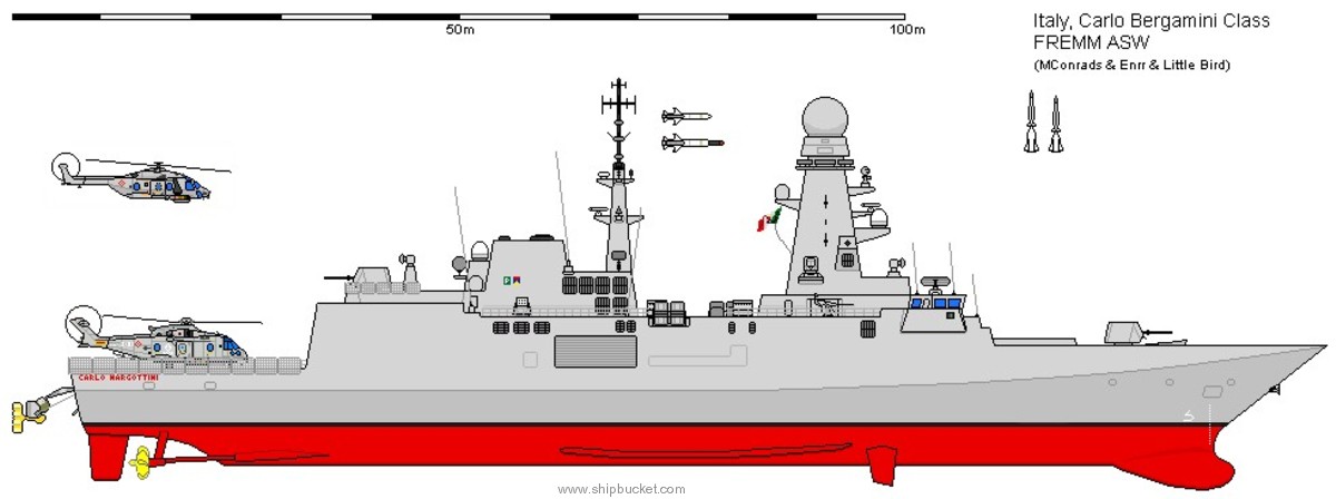 bergamini fremm class guided missile frigate ffgh italian navy marina militare drawing 03