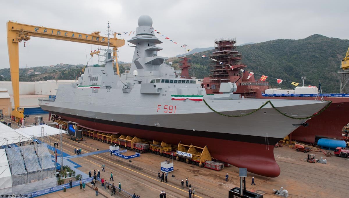 f-591 virginio fasan its nave bergamini fremm class guided missile frigate italian navy marina militare 41 launching ceremony fincantieri