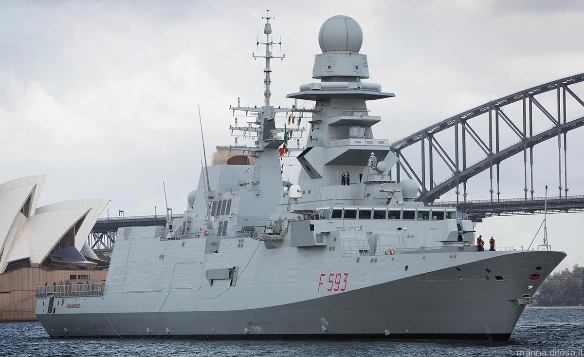 f-593 carabiniere its nave bergamini fremm class guided missile frigate italian navy marina militare 08 sydney australia