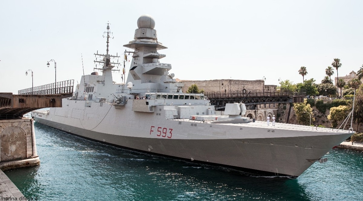 f-593 carabiniere its nave bergamini fremm class guided missile frigate italian navy marina militare 20 taranto