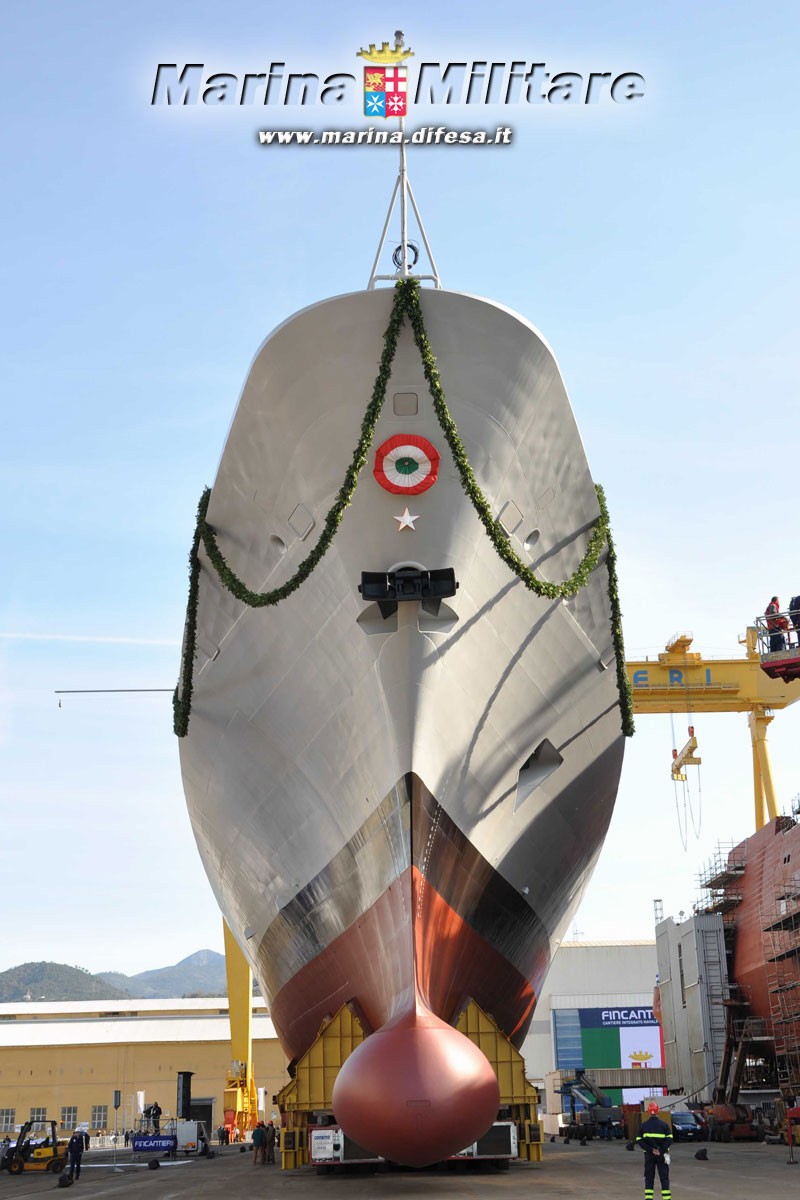 f-593 carabiniere its nave bergamini fremm class guided missile frigate italian navy marina militare 53 christening launching