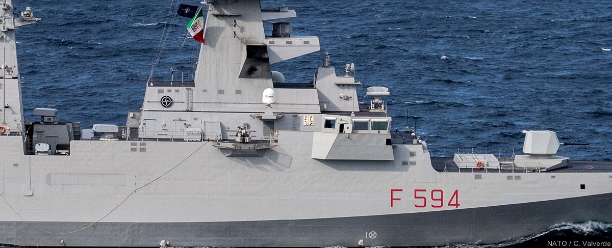 f-594 alpino its nave bergamini fremm class guided missile frigate italian navy marina militare 11b armament sylver a-50 vls oto melara kba 25/80 machine gun