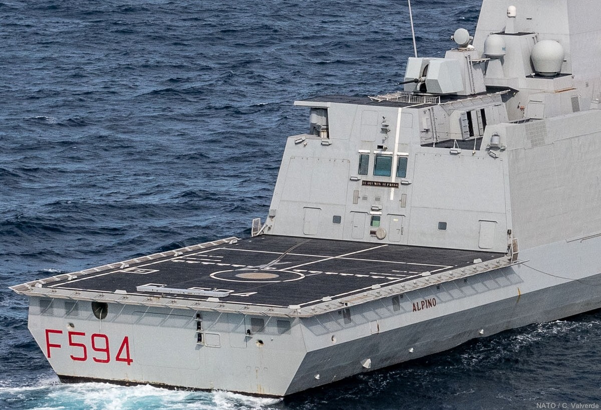 f-594 alpino its nave bergamini fremm class guided missile frigate italian navy marina militare 12a flight deck hangar