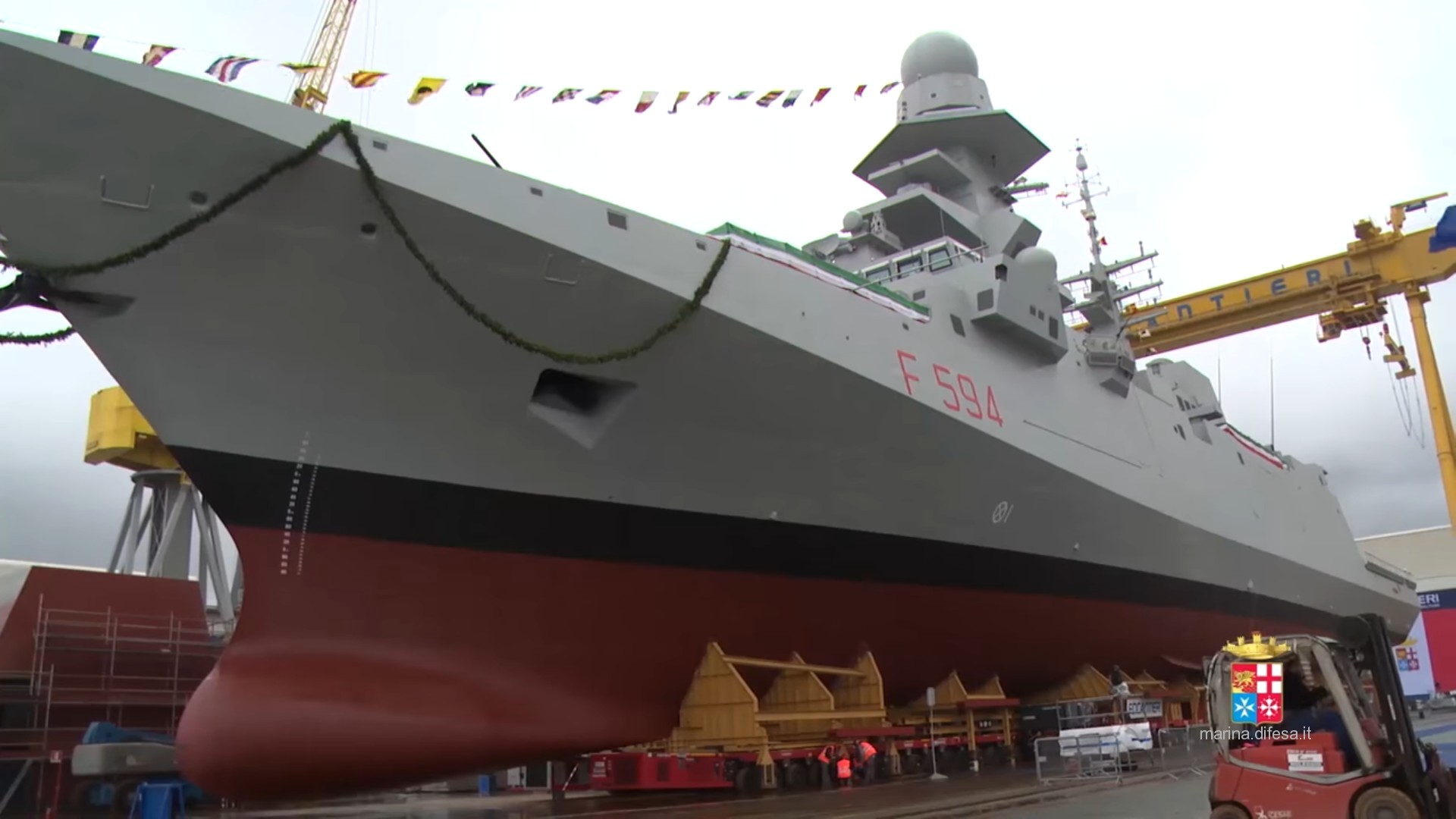 f-594 alpino its nave bergamini fremm class guided missile frigate italian navy marina militare 17 launching ceremony