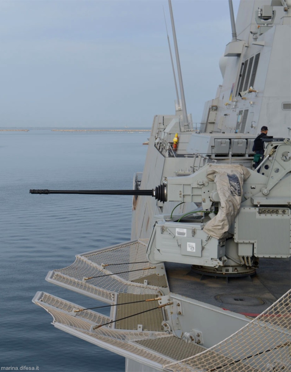 f-594 alpino its nave bergamini fremm class guided missile frigate italian navy marina militare 28 oto melara 25/80 kba machine gun system