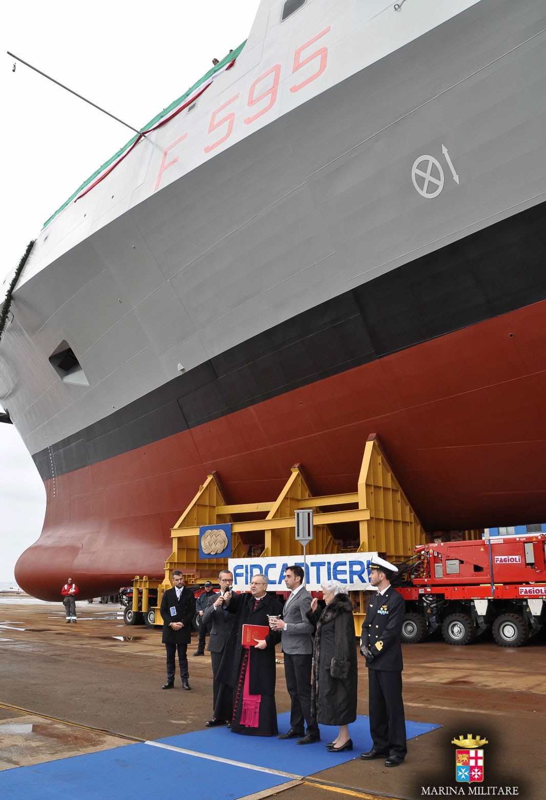 f-595 luigi rizzo its nave bergamini fremm class guided missile frigate italian navy marina militare 15 christening launching