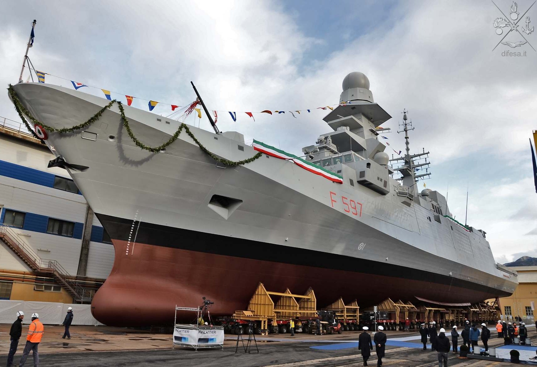 f-597 antonio marceglia its nave bergamini fremm class guided missile frigate italian navy marina militare 07 christening launching