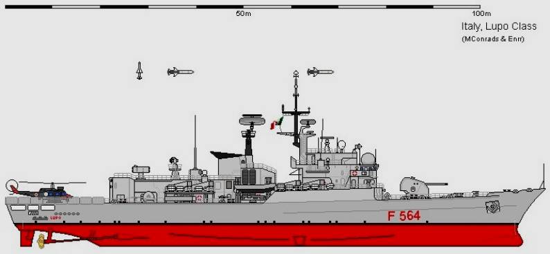 lupo class frigate sagittario perseo orsa missile aspide otomat teseo oto-melara gun italian navy