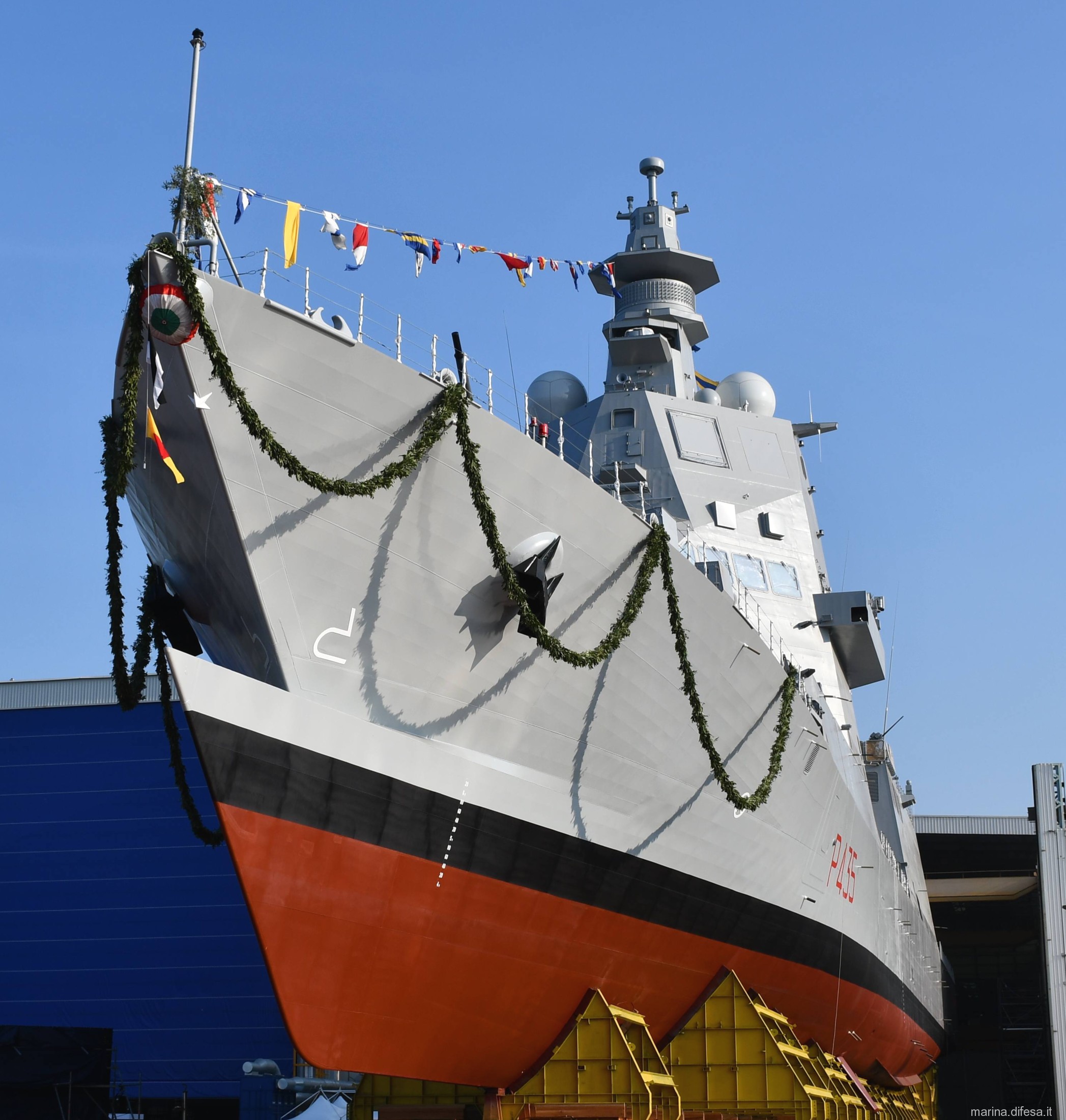 p-435 ruggiero di lauria its nave thaon di revel class offshore patrol vessel opv ppa italian navy marina militare launching muggiano 03