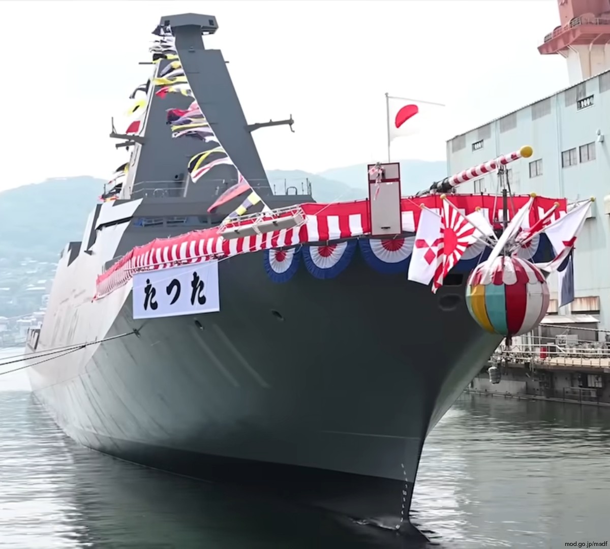 ffm-11 js tatsuta mogami class frigate multi-mission missile japan maritime self defense force jmsdf launching 2025 06