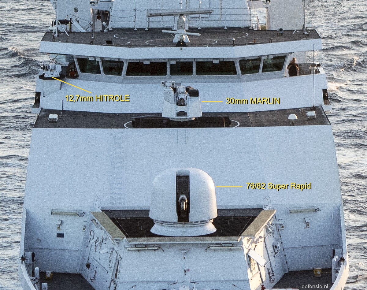 holland class offshore patrol vessel opv royal netherlands navy 03bx oto melara leonardo 76/62 super rapid gun marlin-ws 30mm hitrole 12,7mm remote weapon system
