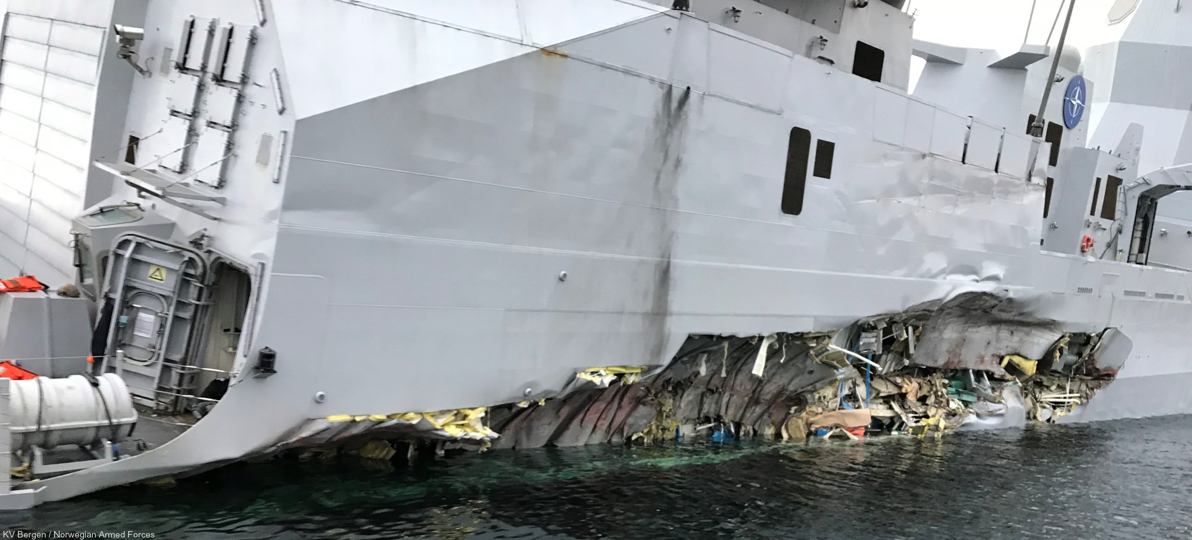 f-313 helge ingstad hnoms knm nansen class frigate royal norwegian navy 13 damage collision nato exercise 2018