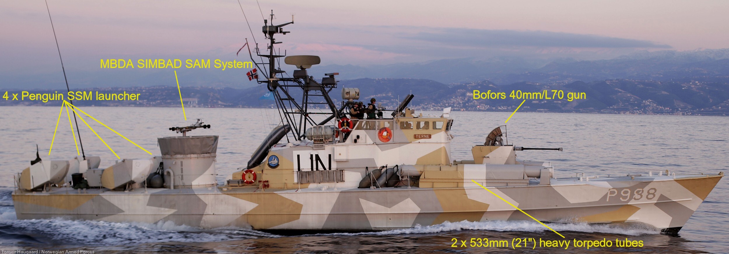hauk class fast attack missile torpedo craft boat knm norwegian navy sjøforsvaret armament penguin ssm simbad mistral sam 02