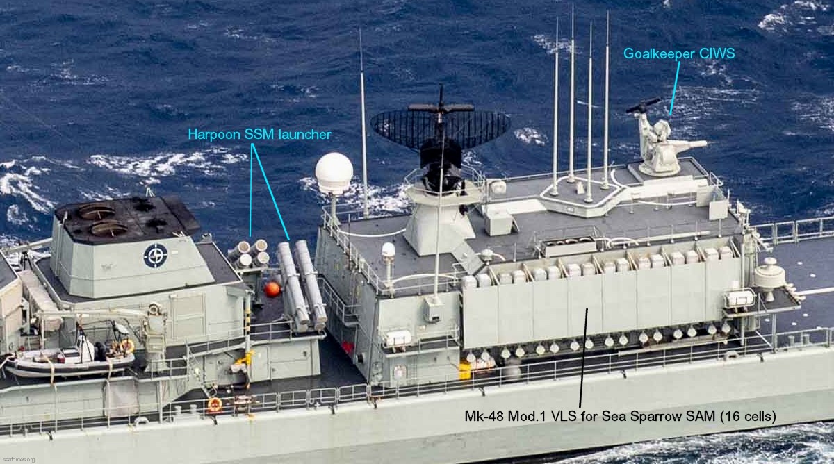 f-334 nrp dom francisco de almeida karel doorman class frigate portuguese navy marinha 03a rgm-84 harpoon ssm missile mk-48 vls rim-7 sea sparrow sam goalkeeper ciws