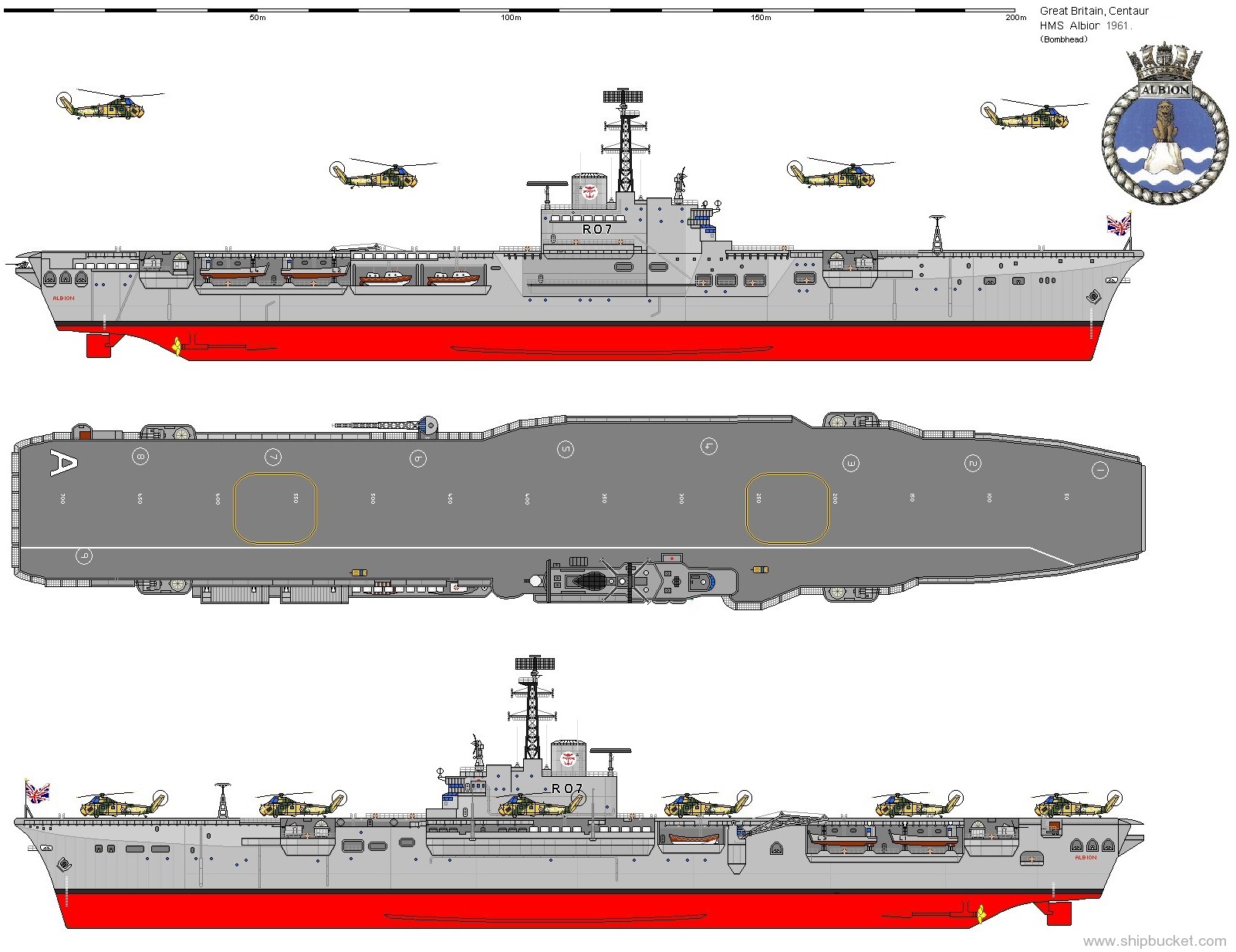 r-07 hms albion centaur class aircraft carrier royal navy 03 drawing