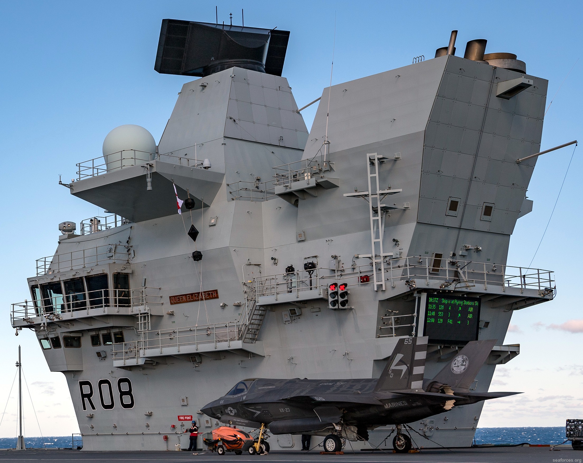 hms queen elizabeth r-08 aircraft carrier royal navy 55 island deckhouse superstructure