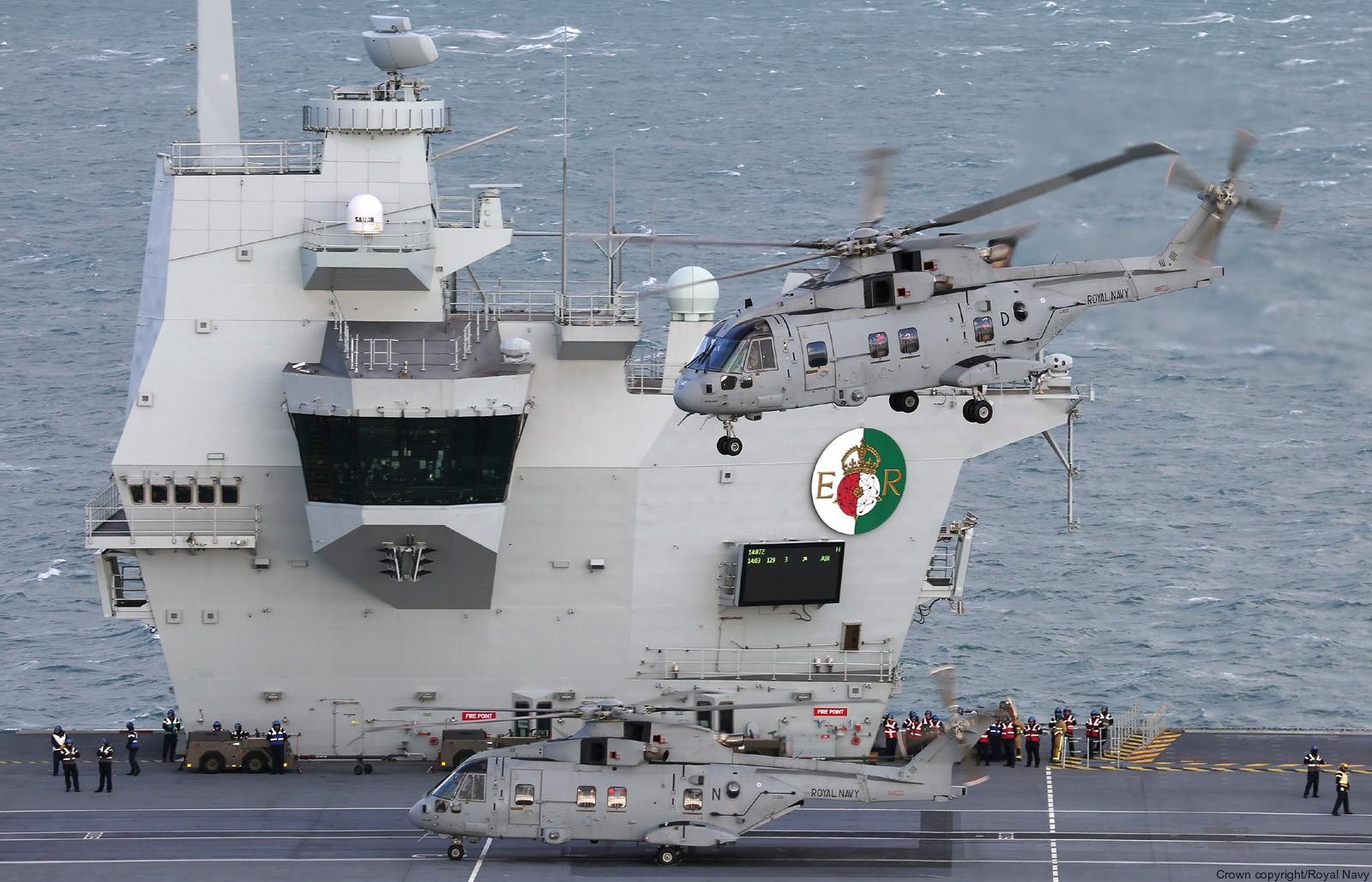 hms queen elizabeth r-08 aircraft carrier royal navy 99 merlin hm.2 hc.4 helicopter