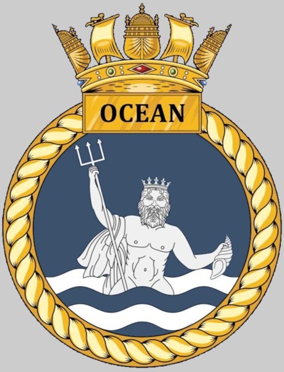 l14 hms ocean l-14 insignia crest patch badge landing platform helicopter lph amphibious assault ship royal navy 02x