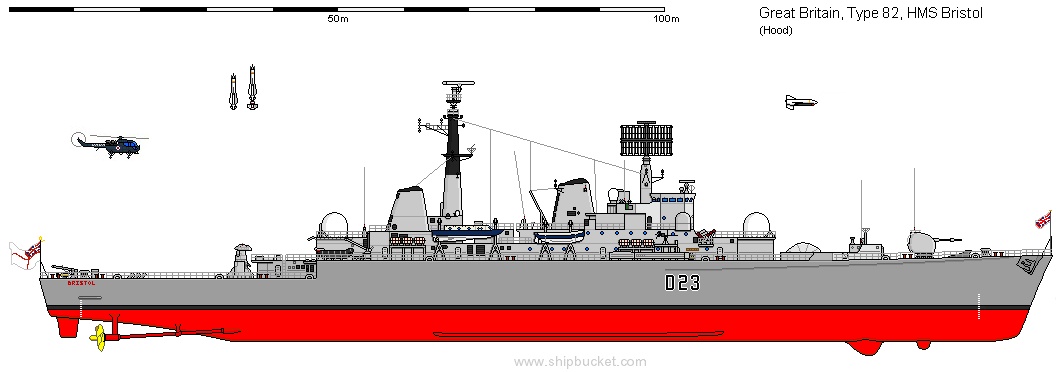 d 23 hms bristol type 82 class destroyer