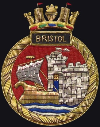 d 23 hms bristol insignia crest patch badge destroyer royal navy