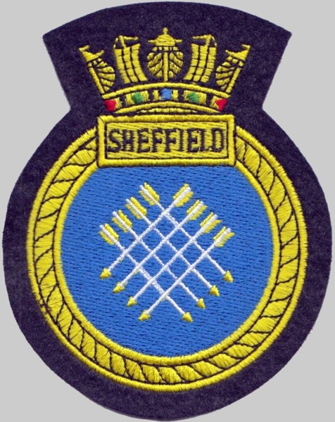 d 80 hms sheffield insignia crest patch badge coat of arms royal navy destroyer