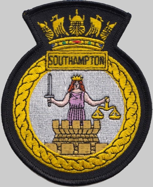 d 90 hms southampton insignia crest patch badge royal navy destroyer