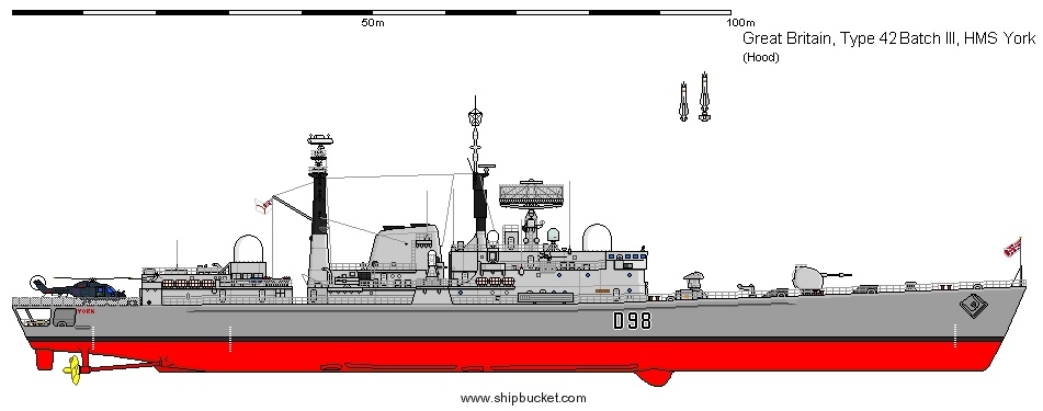 d-98 hms york type 42 sheffield class guided missile destroyer royal navy drawing