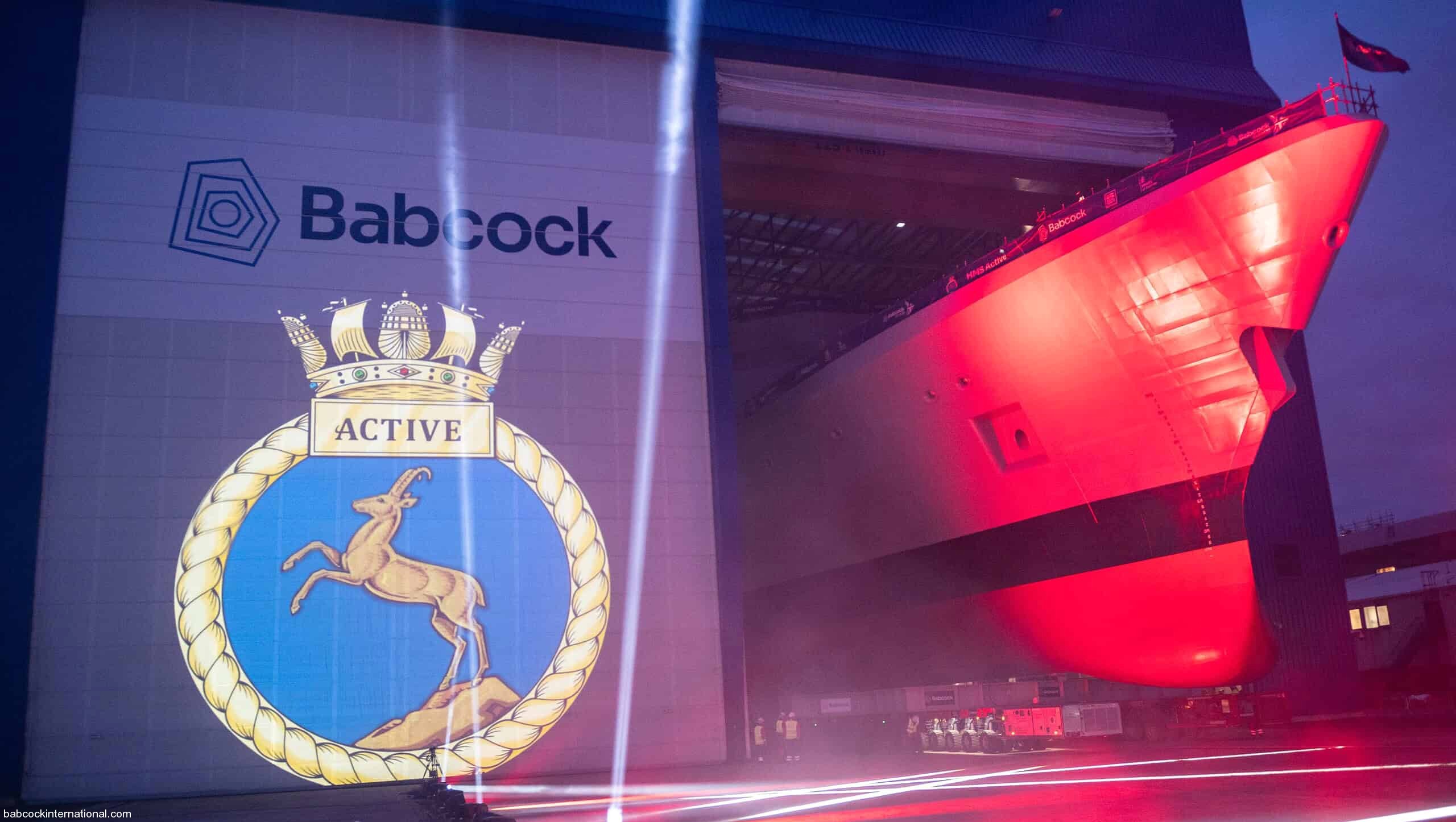 f08 hms active type 31 inspiration class general purpose frigate royal navy roll-out babcock rosyth 2026 07