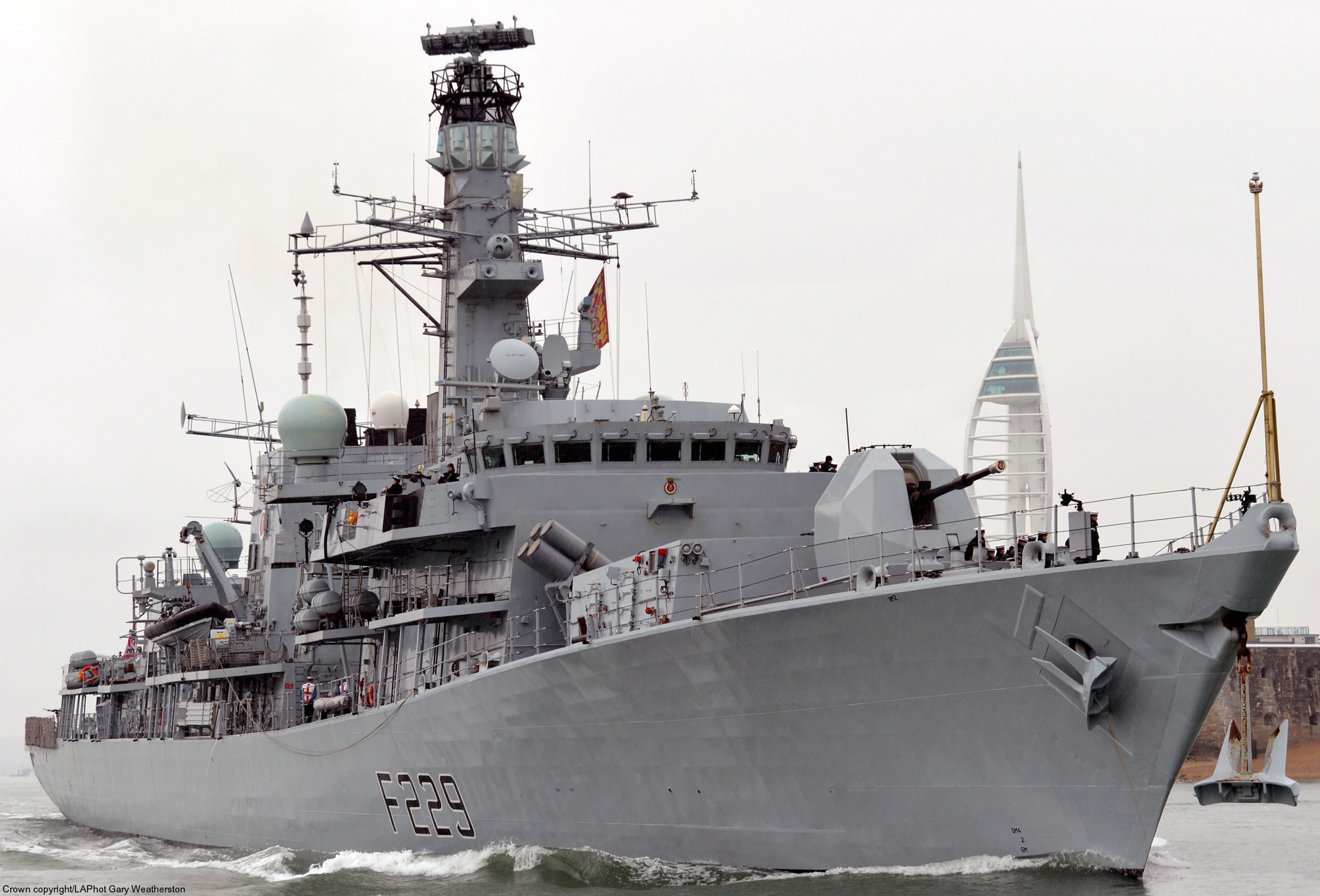 f 229 hms lancaster type 23 duke class guided missile frigate royal navy 51
