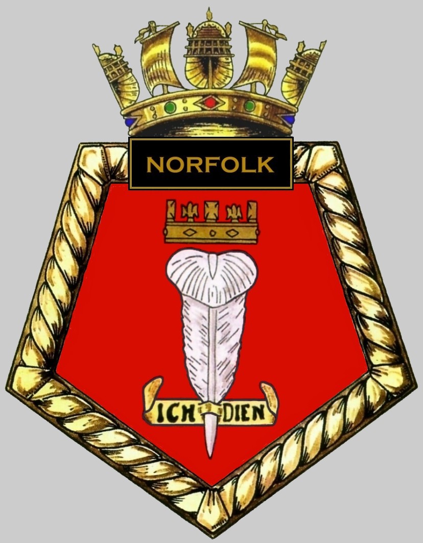 f230 hms norfolk insignia crest patch badge type 23 duke class guided missile frigate ffg royal navy 04cr