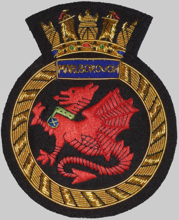 f-233 hms marlborough insignia crest patch badge type 23 duke class guided missile frigate royal navy 02p
