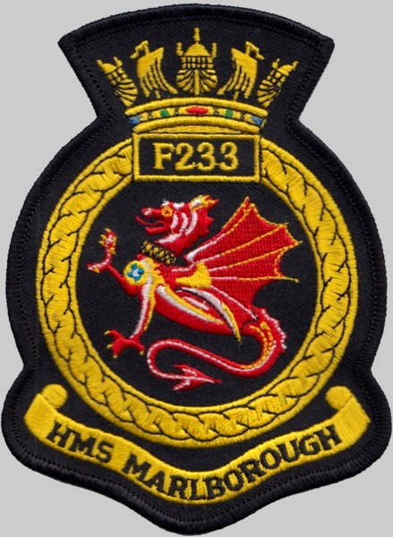 f-233 hms marlborough insignia crest patch badge type 23 duke class guided missile frigate royal navy 03p