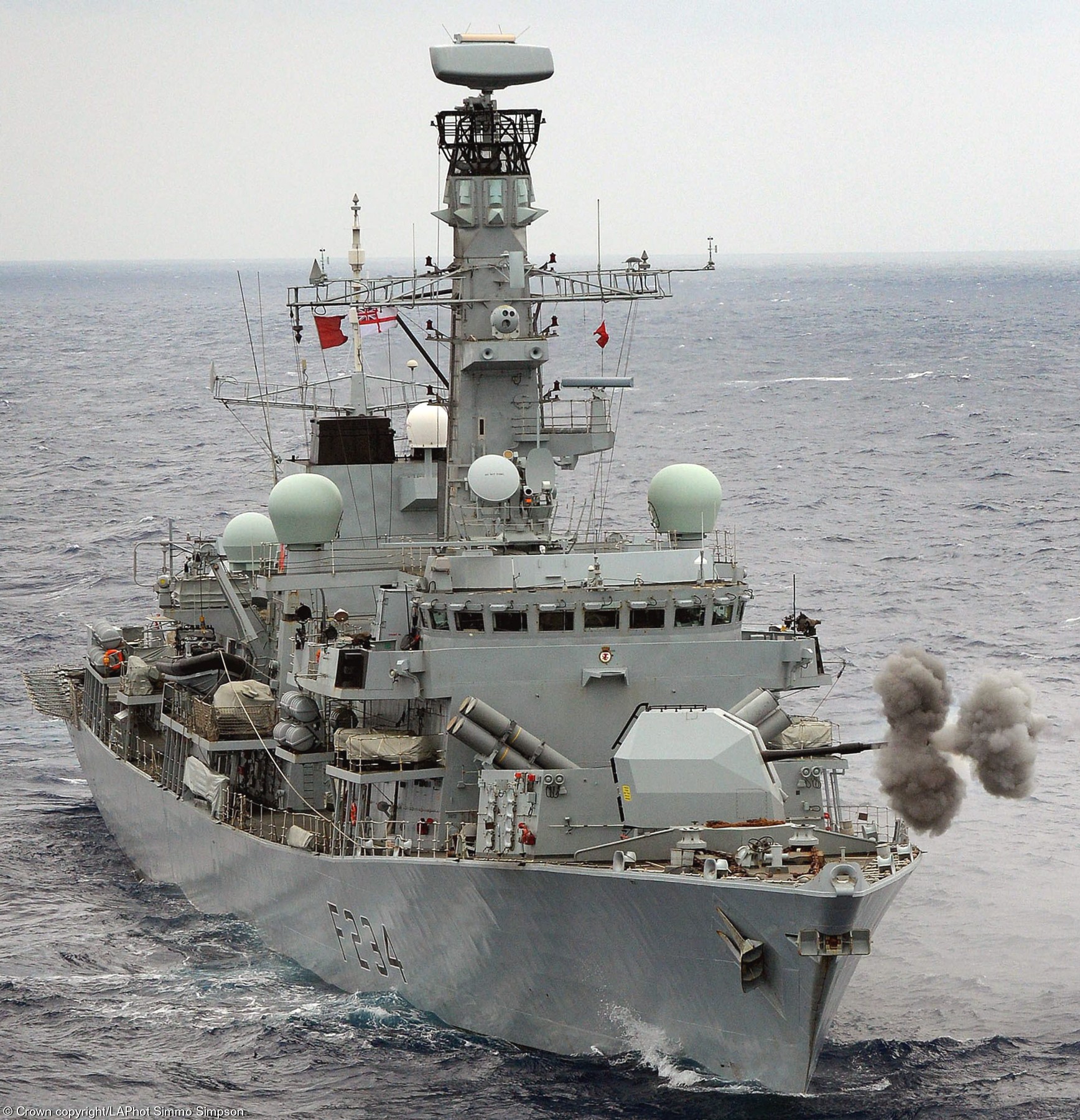 f234 hms iron duke type 23 duke class guided missile frigate mark 8 gun fire 51