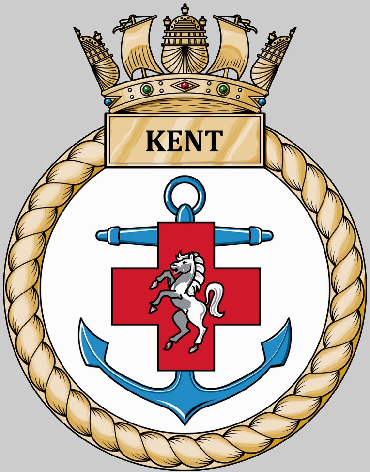 f-78 hms kent insignia crest patch badge type 23 duke class guided missile frigate ffg royal navy 02x