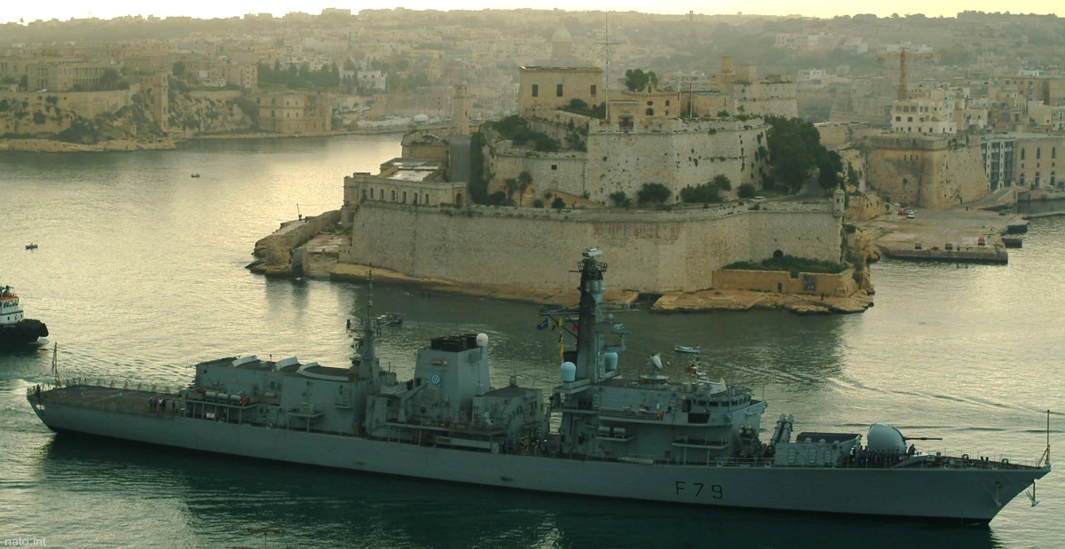 f-79 hms portland type 23 duke class guided missile frigate ffg royal navy 02 valletta malta