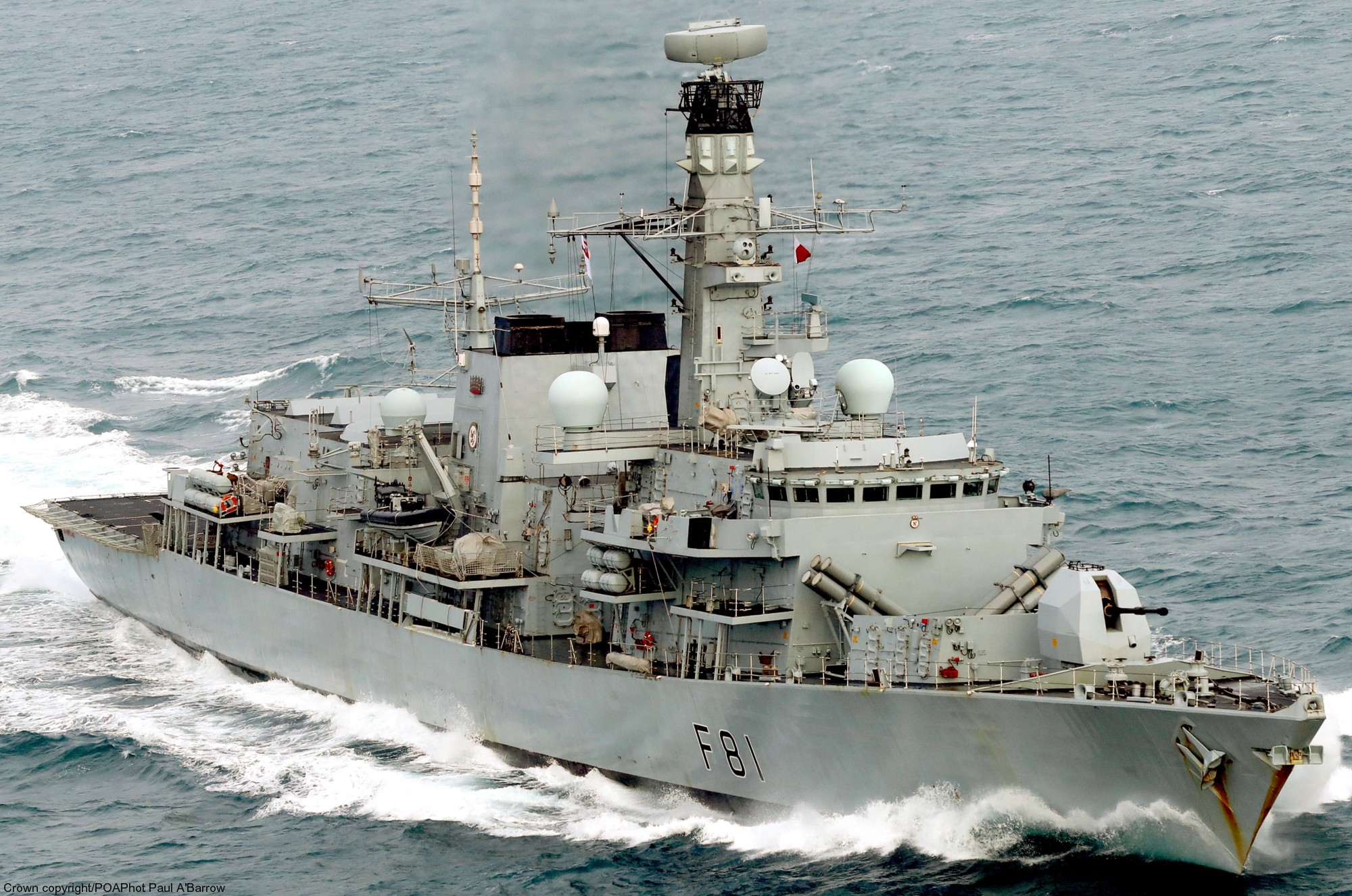 f-81 hms sutherland type 23 duke class guided missile frigate ffg royal navy 45