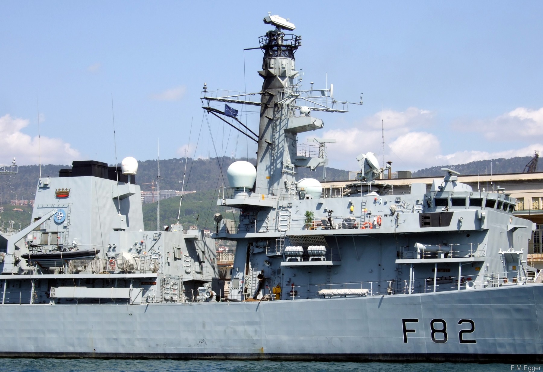 f82 hms somerset type 23 duke class frigate royal navy nato snmg-2 trieste italy 19