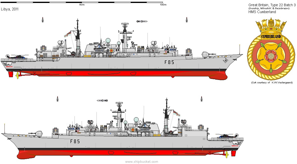 f 85 hms cumberland type 22 broadsword class frigate insignia crest