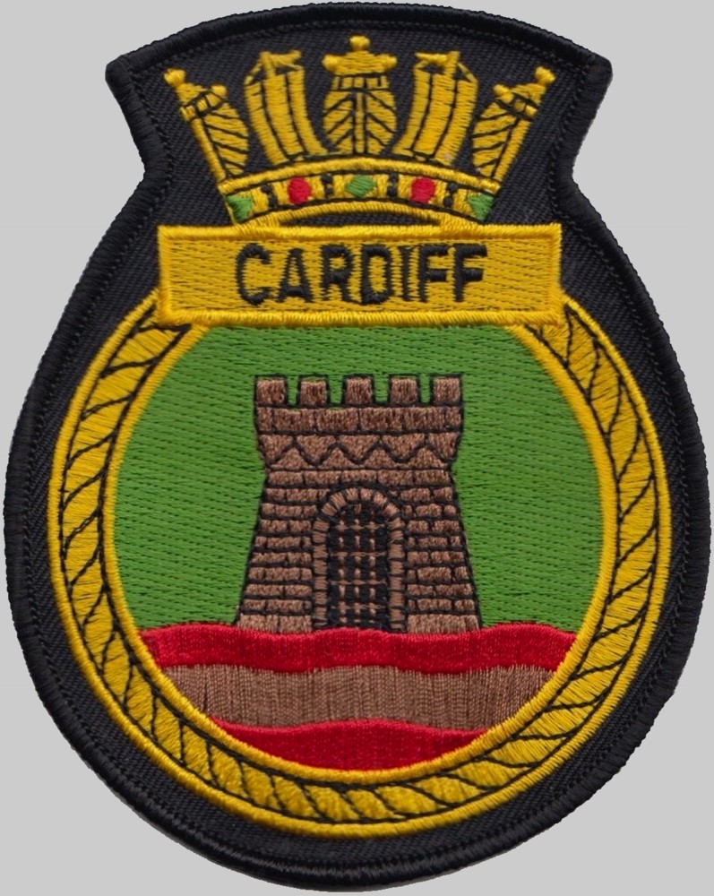 f-89 hms cardiff insignia crest patch badge type 26 city class frigate global combat ship royal navy 02p