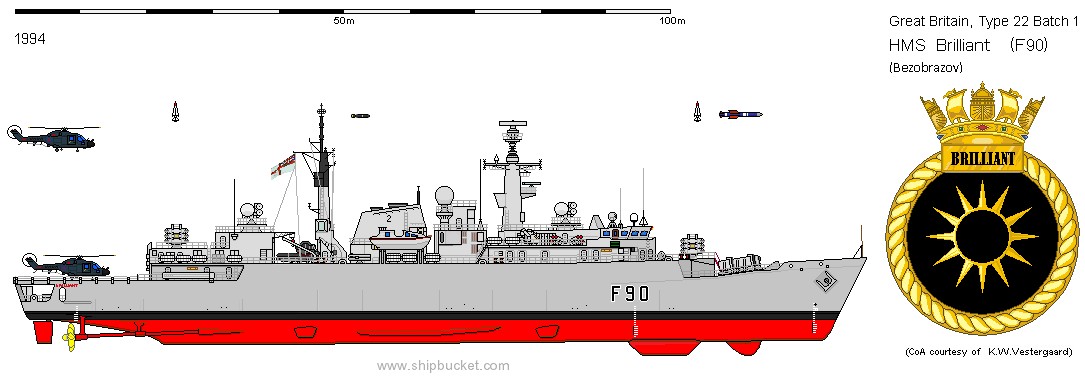 f 90 hms brilliant type 22 frigate